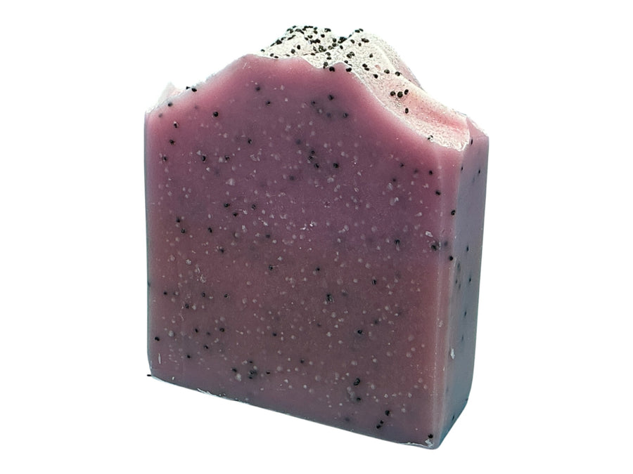 Pink Strawberry handcrafted bar soap by Monticello Soap Company, vibrant pink bar with sugared strawberry and vanilla notes.