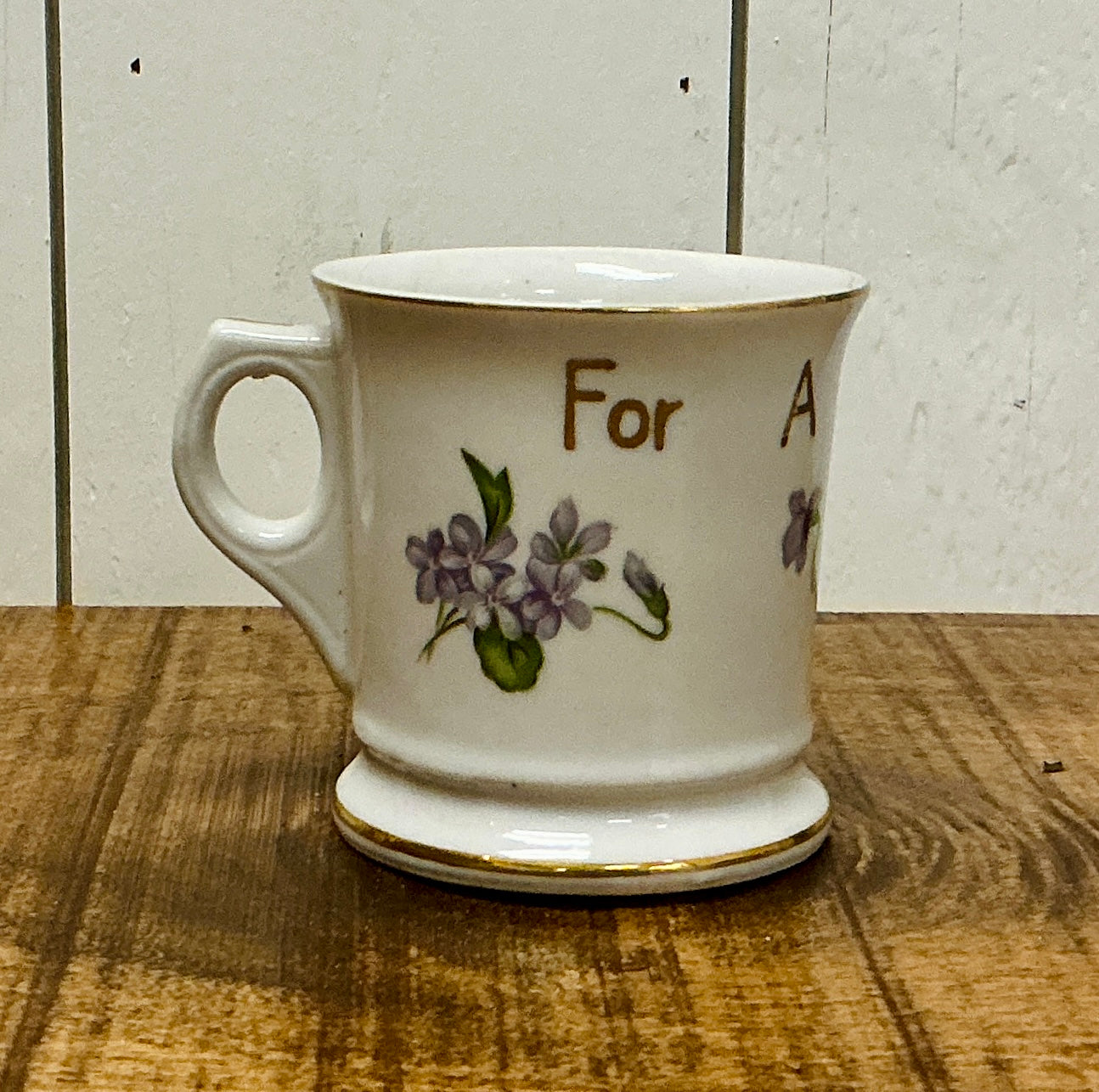 Vintage Little Shaver Mug with Hand-painted Violets