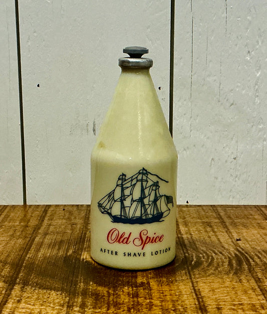 Vintage Old Spice Aftershave Lotion Milk Glass Bottle