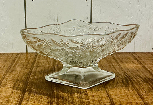 Vintage Indiana Glass Pineapple & Floral Pedestal dish