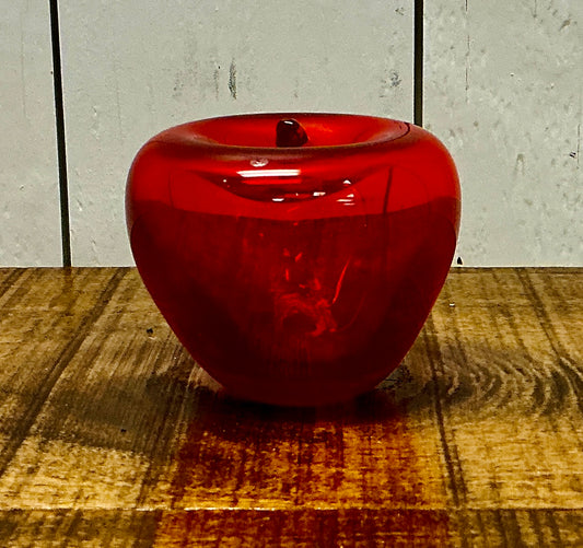 Vintage Hand Blown Art Glass Red Apple