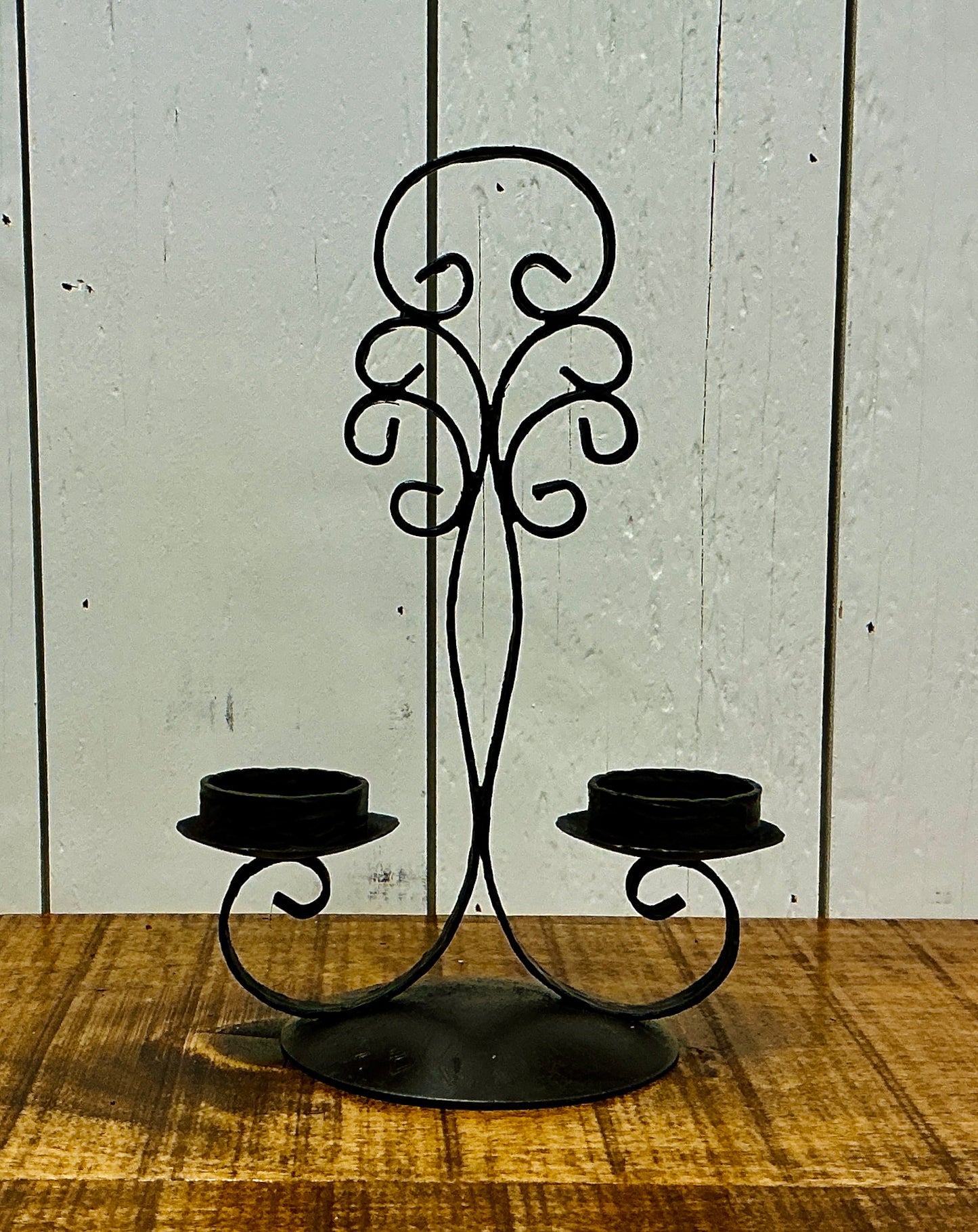 Vintage Wrought Iron Double Candle Holder