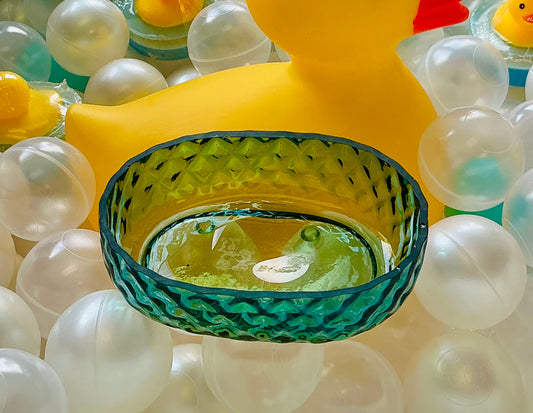 Gold to Aqua Glass Etched Oval Soap Dish