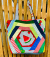 Quilted Market Tote Bag made with Up-cycled Denim & Fabric 2