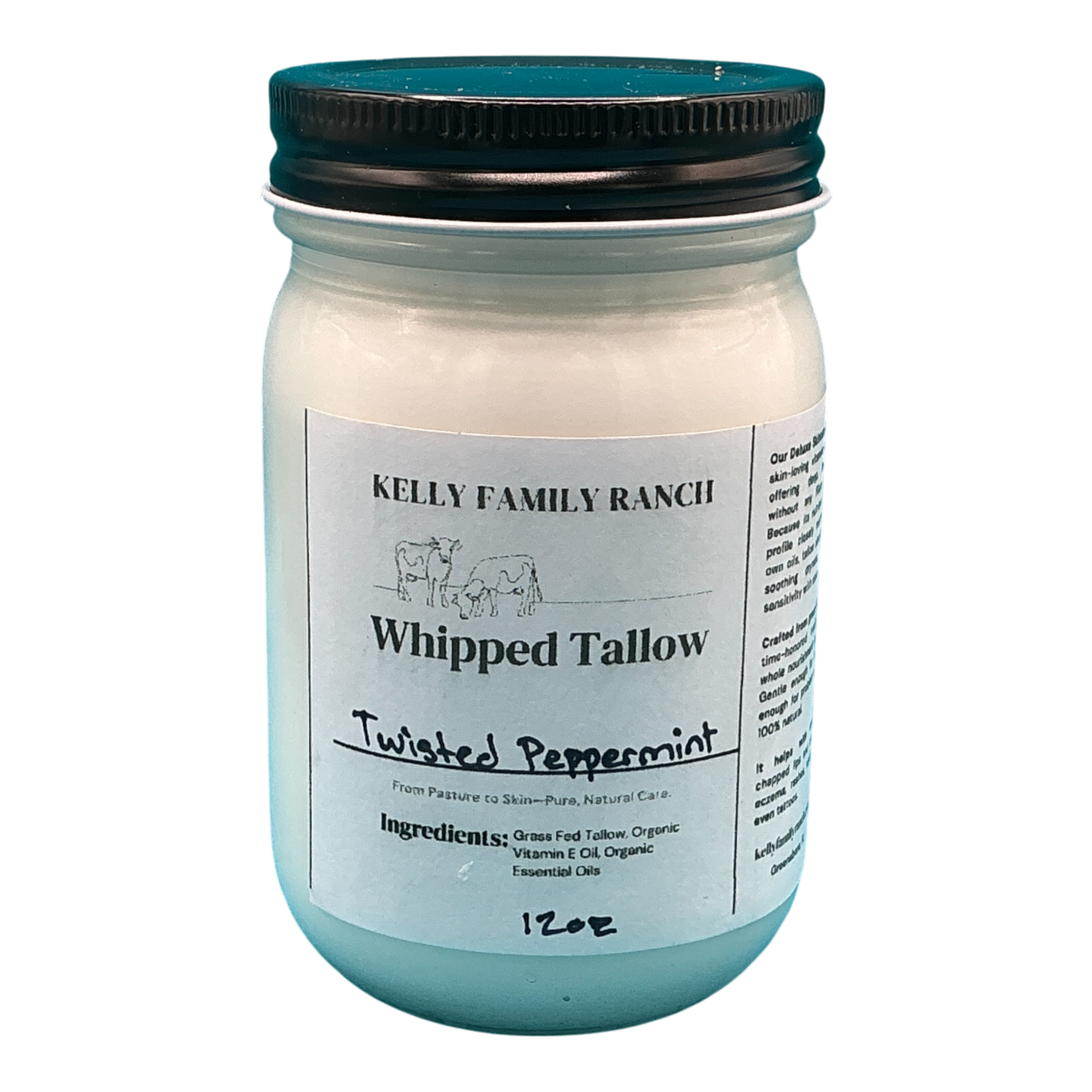 Kelly Family Ranch Whipped Tallow 12oz - Twisted Peppermint
