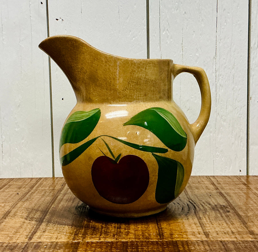 Vintage Watt Pottery Pitcher with Apple Pattern