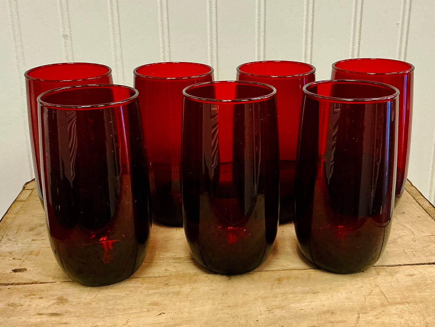 Anchor Hocking Royal Ruby Roly Poly Tumbler, 7 pc set