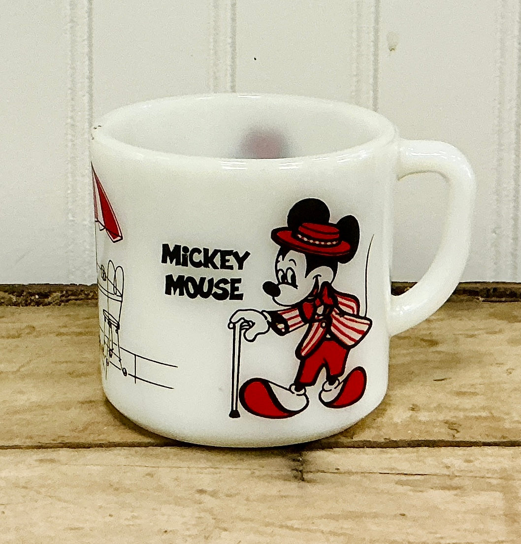 Vintage Mickey & Minnie Mouse Milk Glass Mug