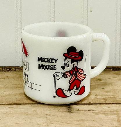 Vintage Mickey & Minnie Mouse Milk Glass Mug