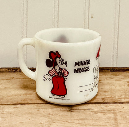 Vintage Mickey & Minnie Mouse Milk Glass Mug