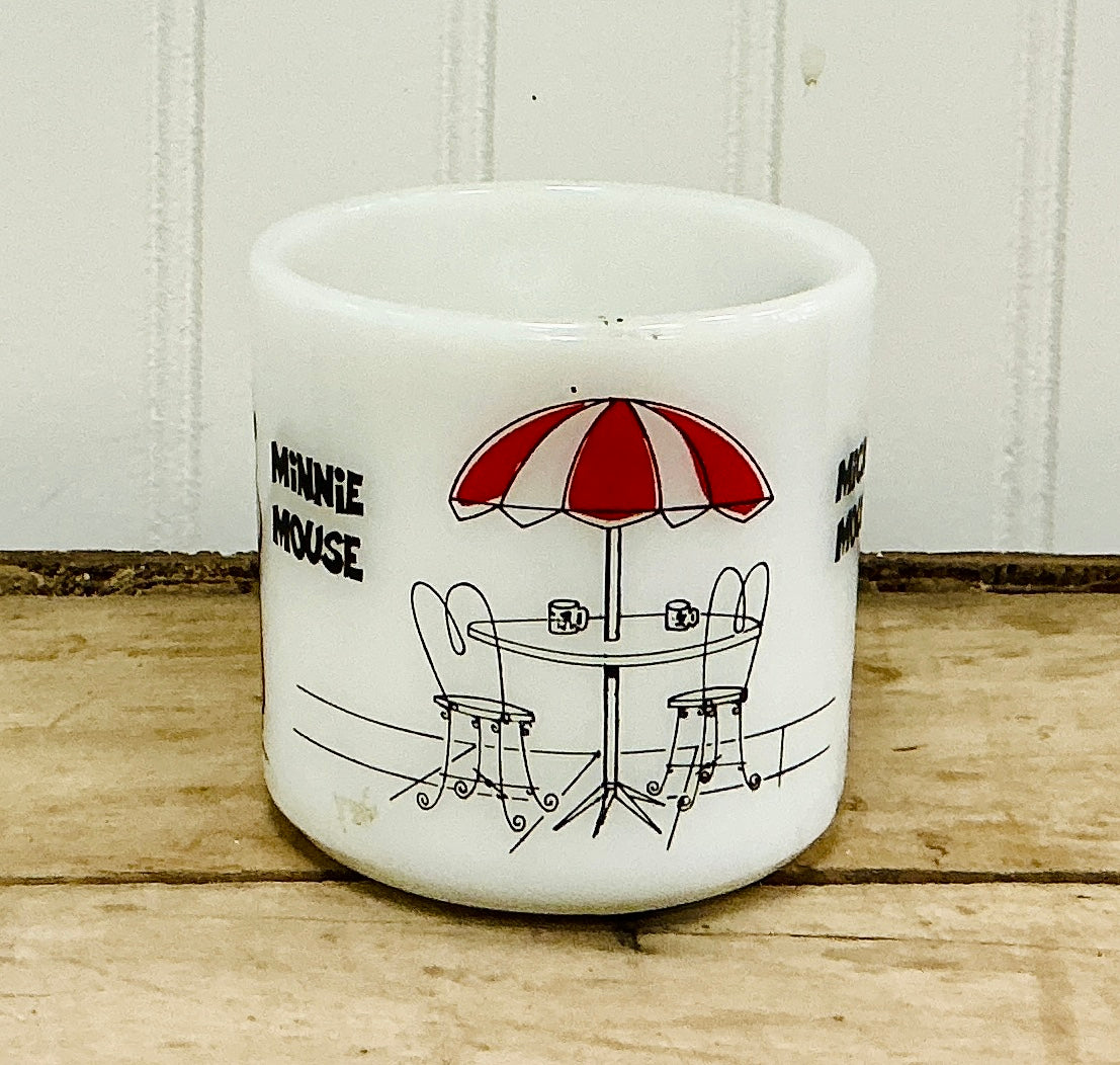 Vintage Mickey & Minnie Mouse Milk Glass Mug