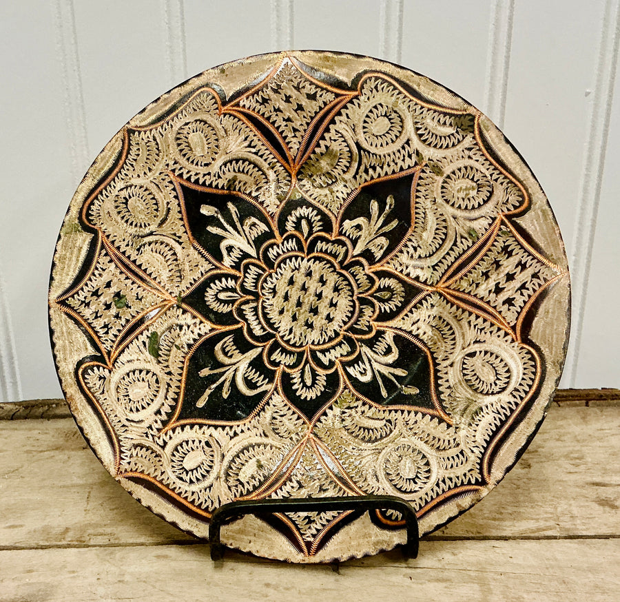 Vintage Hand Etched Turkish Copper Wall Plate, vintage one-of-a-kind find from Monticello Soap Company