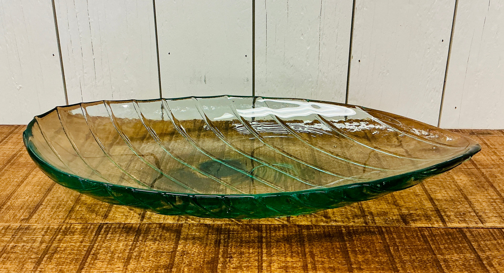 Vintage Ecoglass Recycled Glass Leaf Serving Dish