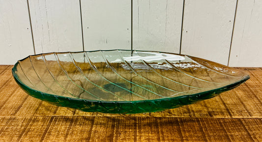 Vintage Ecoglass Recycled Glass Leaf Serving Dish