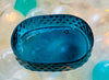 Teal Glass Oval Soap Dish