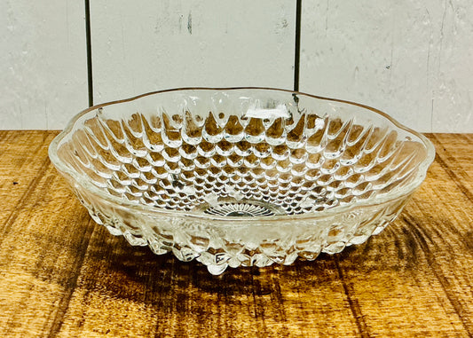 Vintage Anchor Hocking Crystal Hobnail 3-Footed Bowl