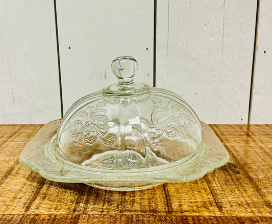 Vintage Federal Glass Madrid Pattern Butter Dish