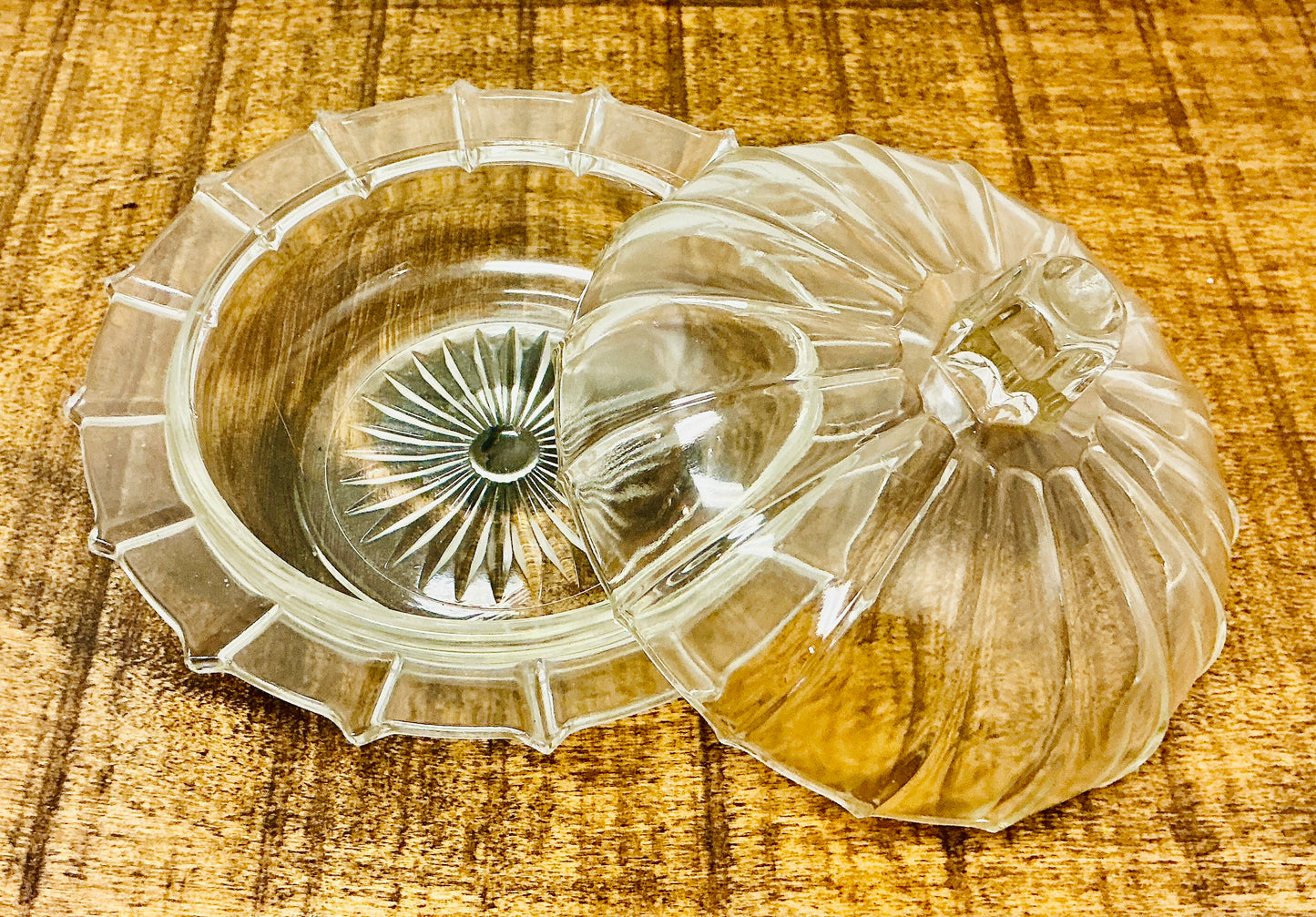 Vintage Glass Pumpkin Butter Dish / Cheese Dome