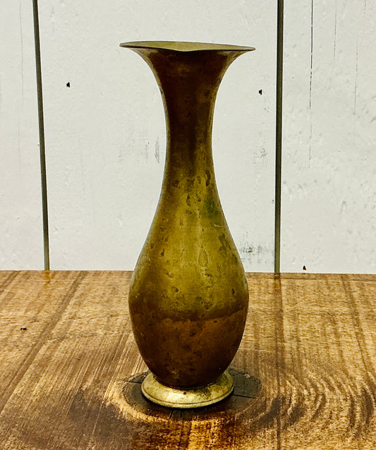 Vintage Hammered Brass Vase
