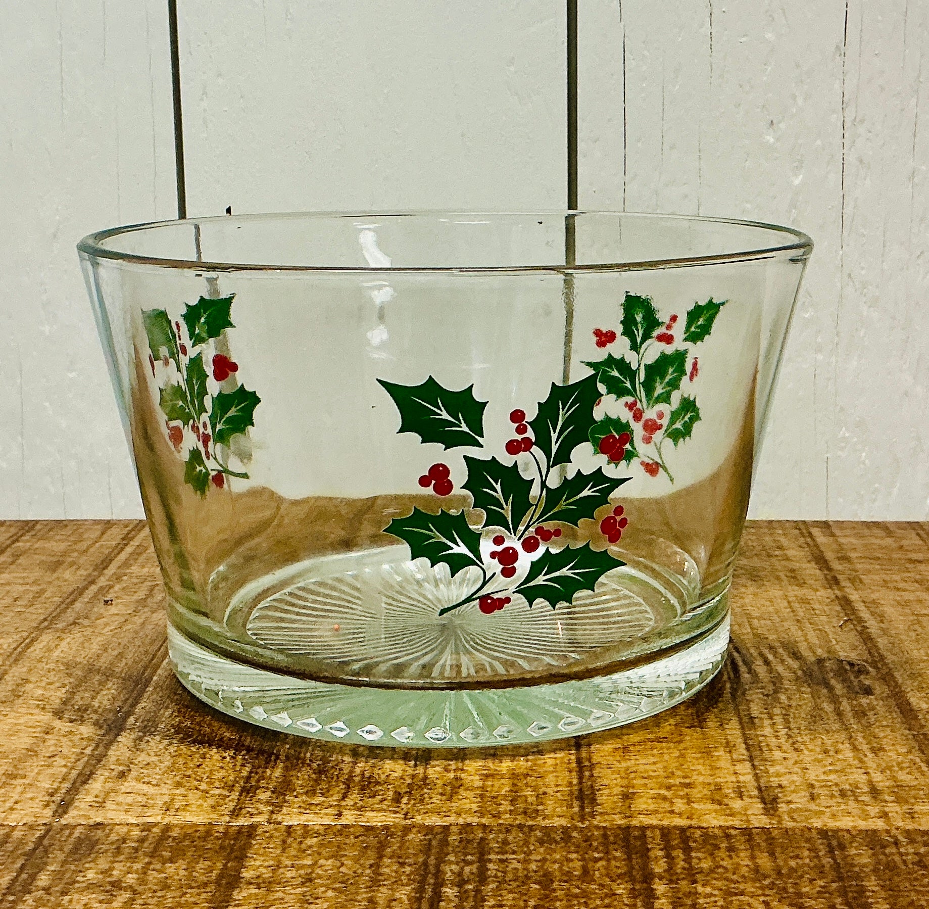 Vintage Indiana Glass "Holly Berry" Party Serving Bowl