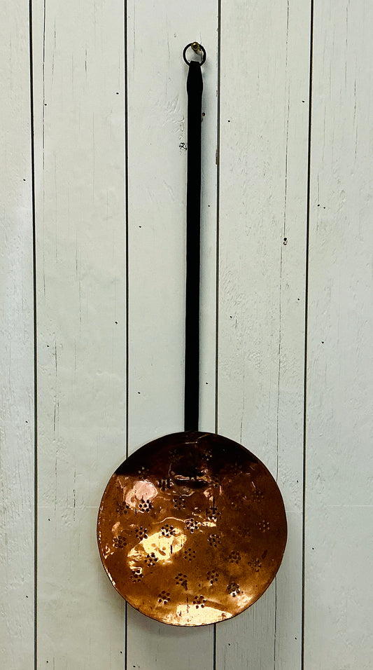 Vintage Copper Skimmer with Wrought Iron Handle