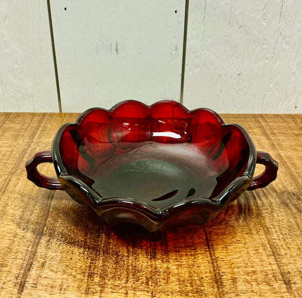Anchor Hocking Fairfield Royal Ruby Handled Bowl, vintage one-of-a-kind find from Monticello Soap Company