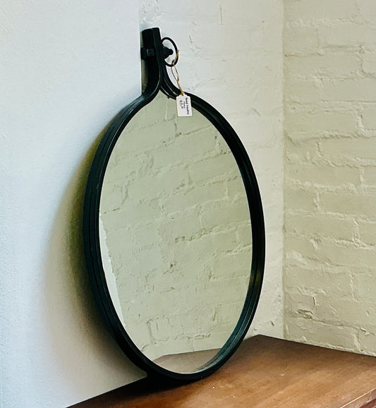 Round Black Industrial Mirror
