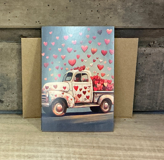 Valentine's Day Greeting Card with Vintage Truck