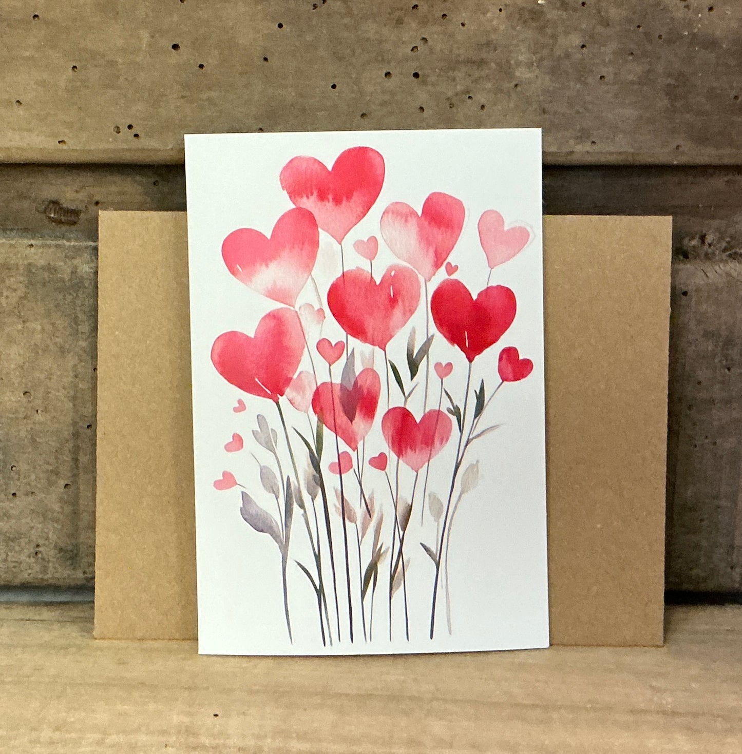 Valentine's Greeting Card with Heart Flower Theme