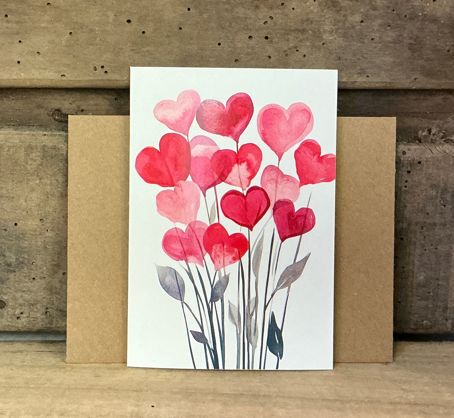 Valentine's Greeting Card with Heart Flower Theme