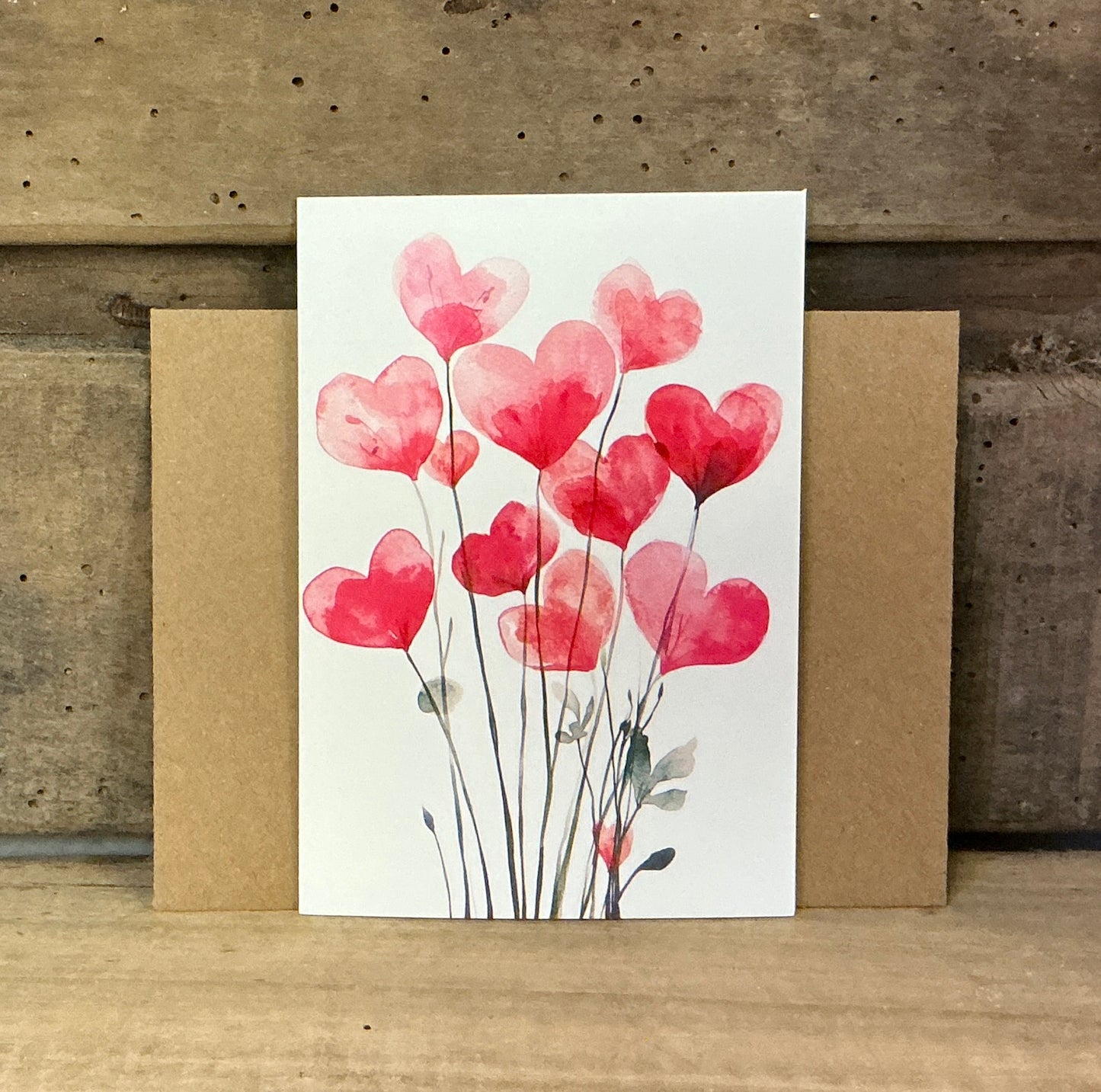Valentine's Greeting Card with Heart Flower Theme