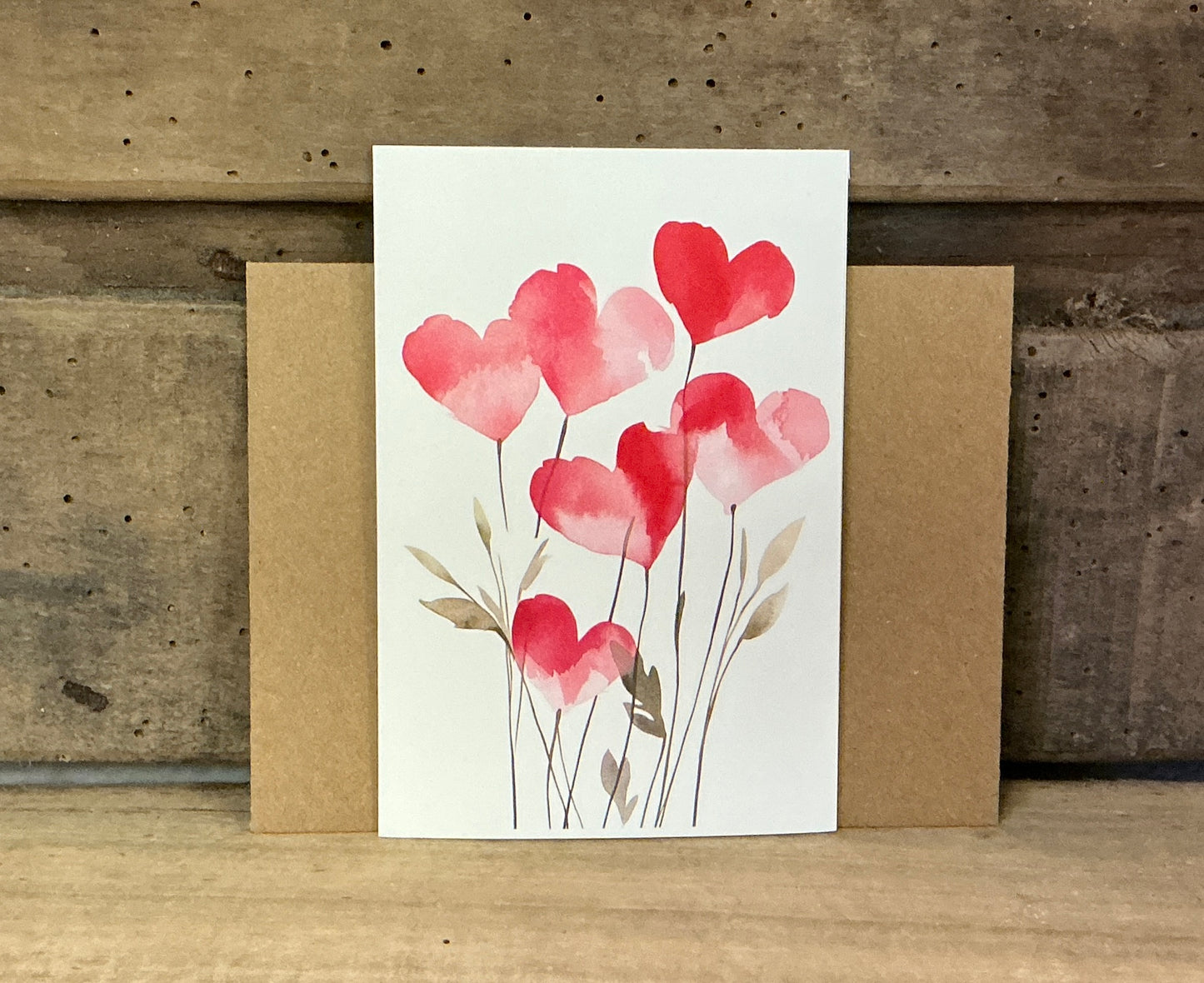 Valentine's Greeting Card with Heart Flower Theme