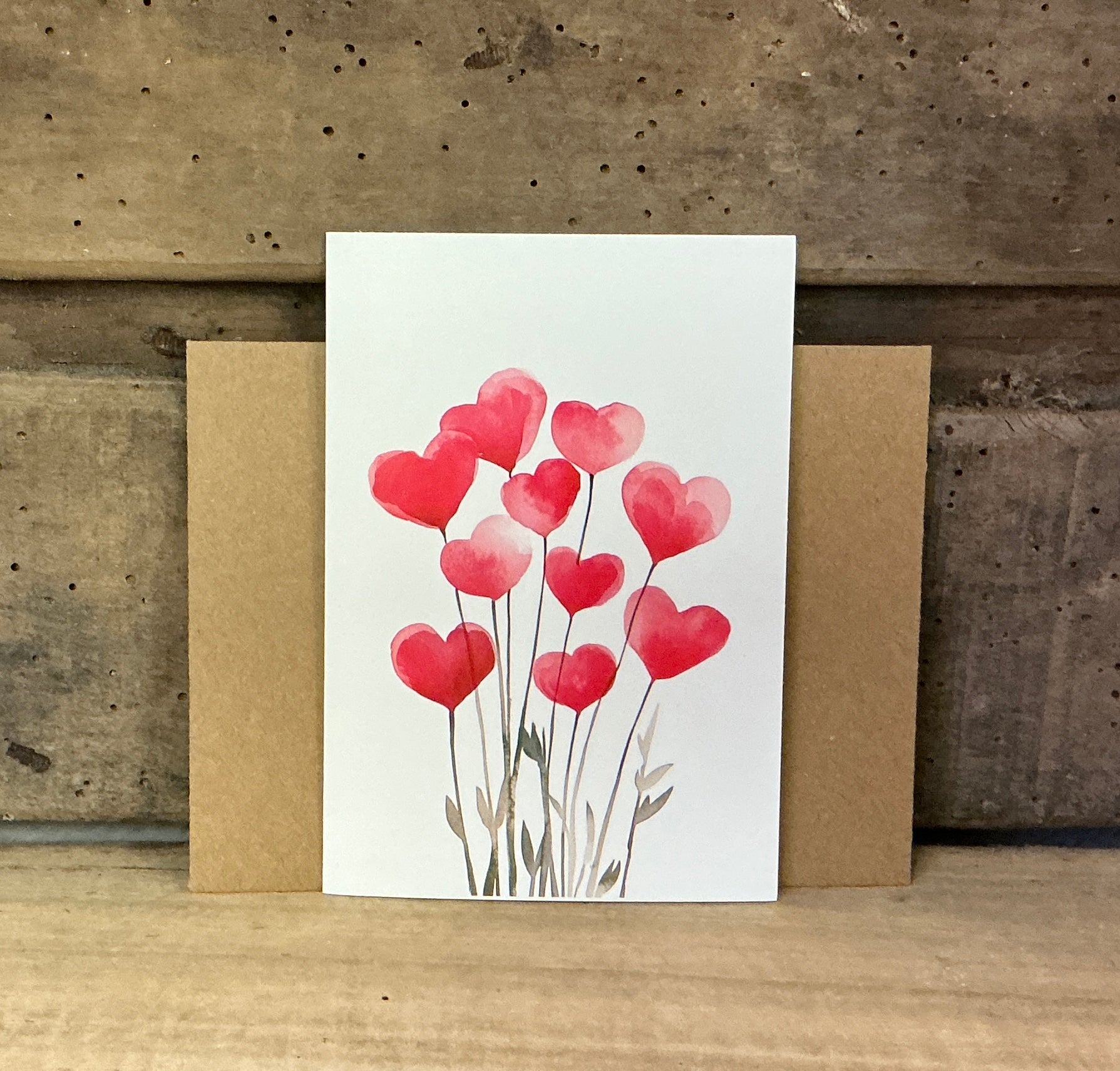 Valentine's Greeting Card with Heart Flower Theme