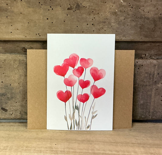 Valentine's Greeting Card with Heart Flower Theme