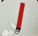 Red & White Polka Dot Fabric Keychain Wristlet