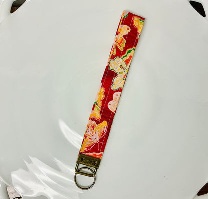 Multicolored Butterflies Fabric Keychain Wristlet