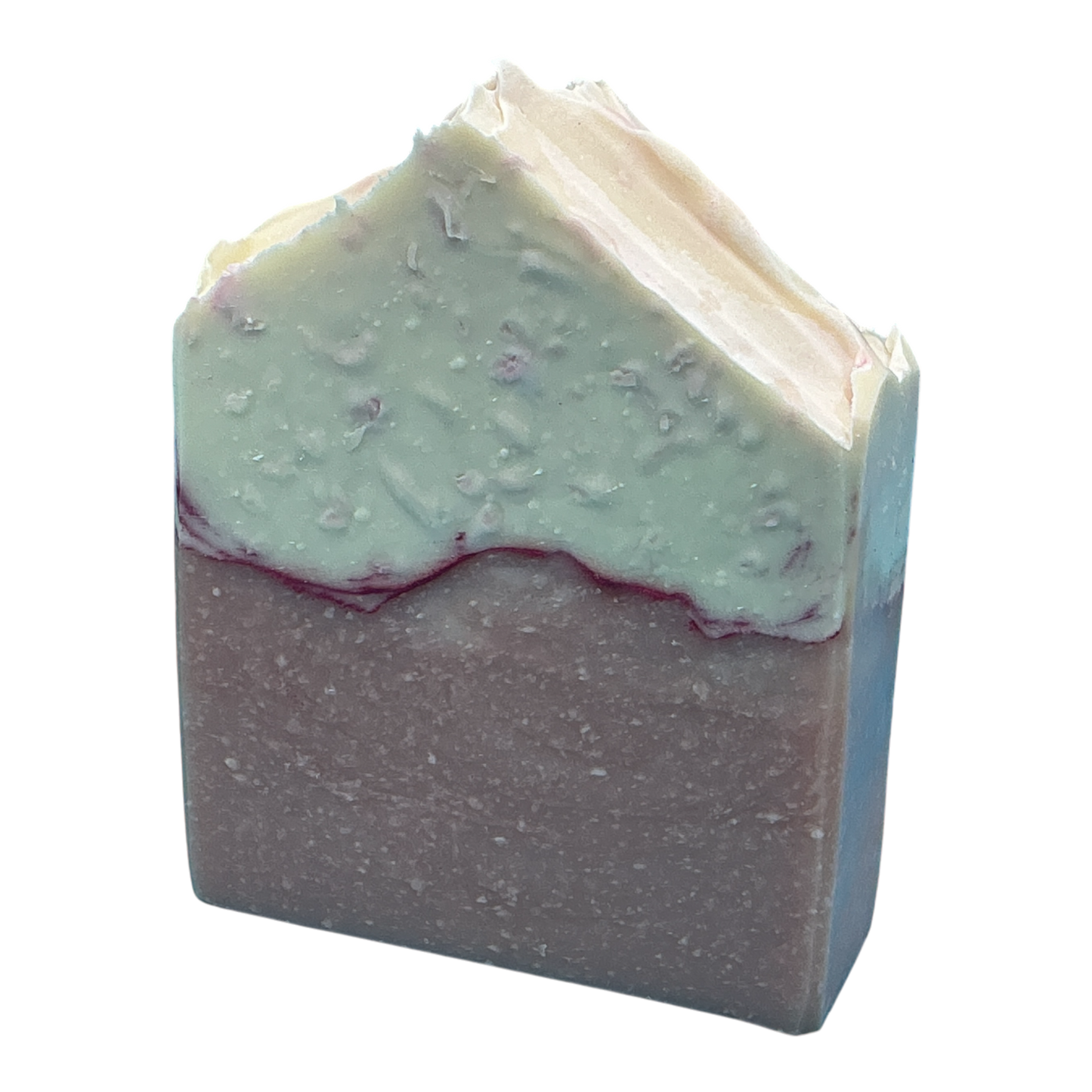 Pink Berry Parfait handcrafted bar soap by Monticello Soap Company, layered pink and cream parfait-style bar with sweet berry scent.