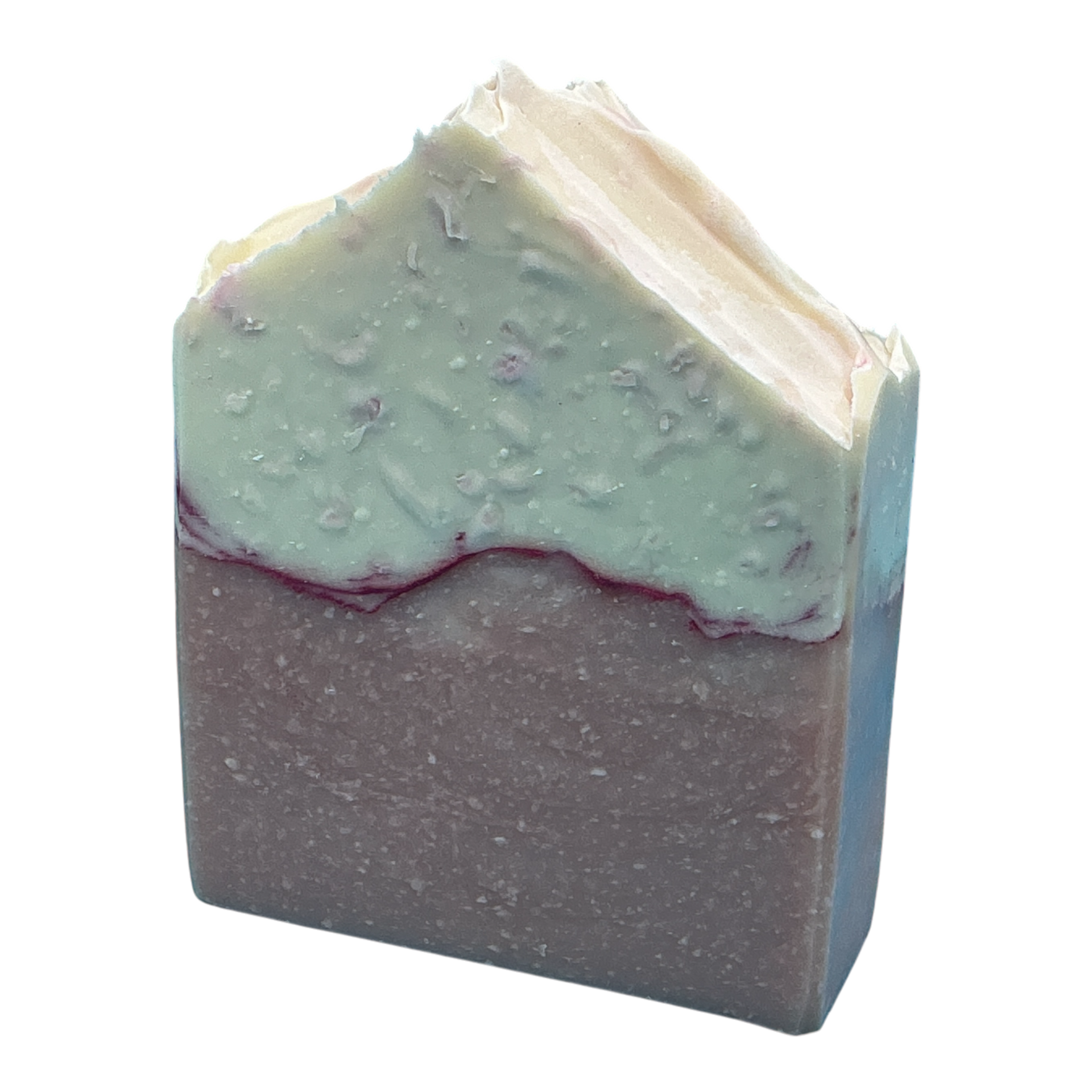 Pink Berry Parfait handcrafted bar soap by Monticello Soap Company, layered pink and cream parfait-style bar with sweet berry scent.