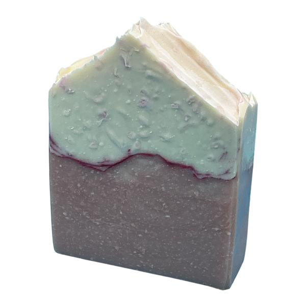 Pink Berry Parfait handcrafted bar soap by Monticello Soap Company, layered pink and cream parfait-style bar with sweet berry scent.