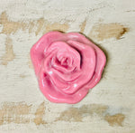 Sweetheart Rose handcrafted bar soap by Monticello Soap Company, top view of pretty rose-shaped artisan soap.