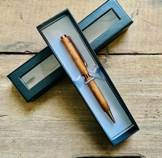 Slimline Twist Pen Wood and Rose Gold