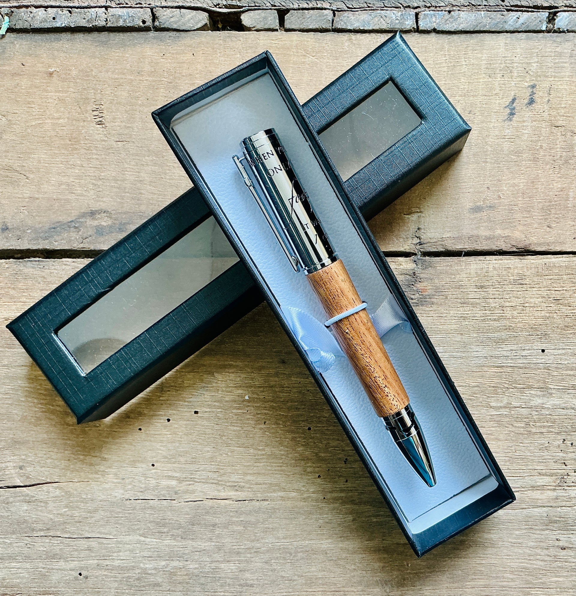 Footprints In The Sand Pen Natural Wood and Chrome