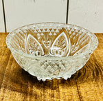Vintage Malaysia Clear Pressed Glass Footed Bowl