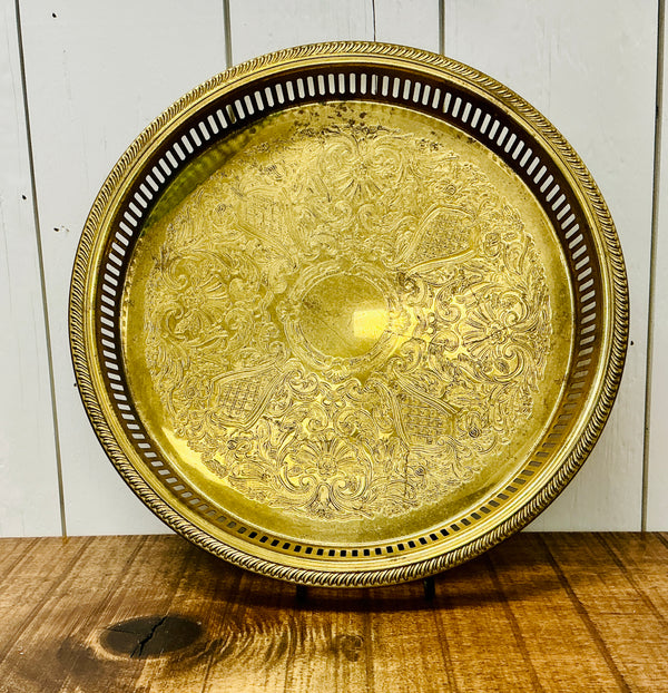 Vintage Etched Brass Serving Tray, vintage one-of-a-kind find from Monticello Soap Company