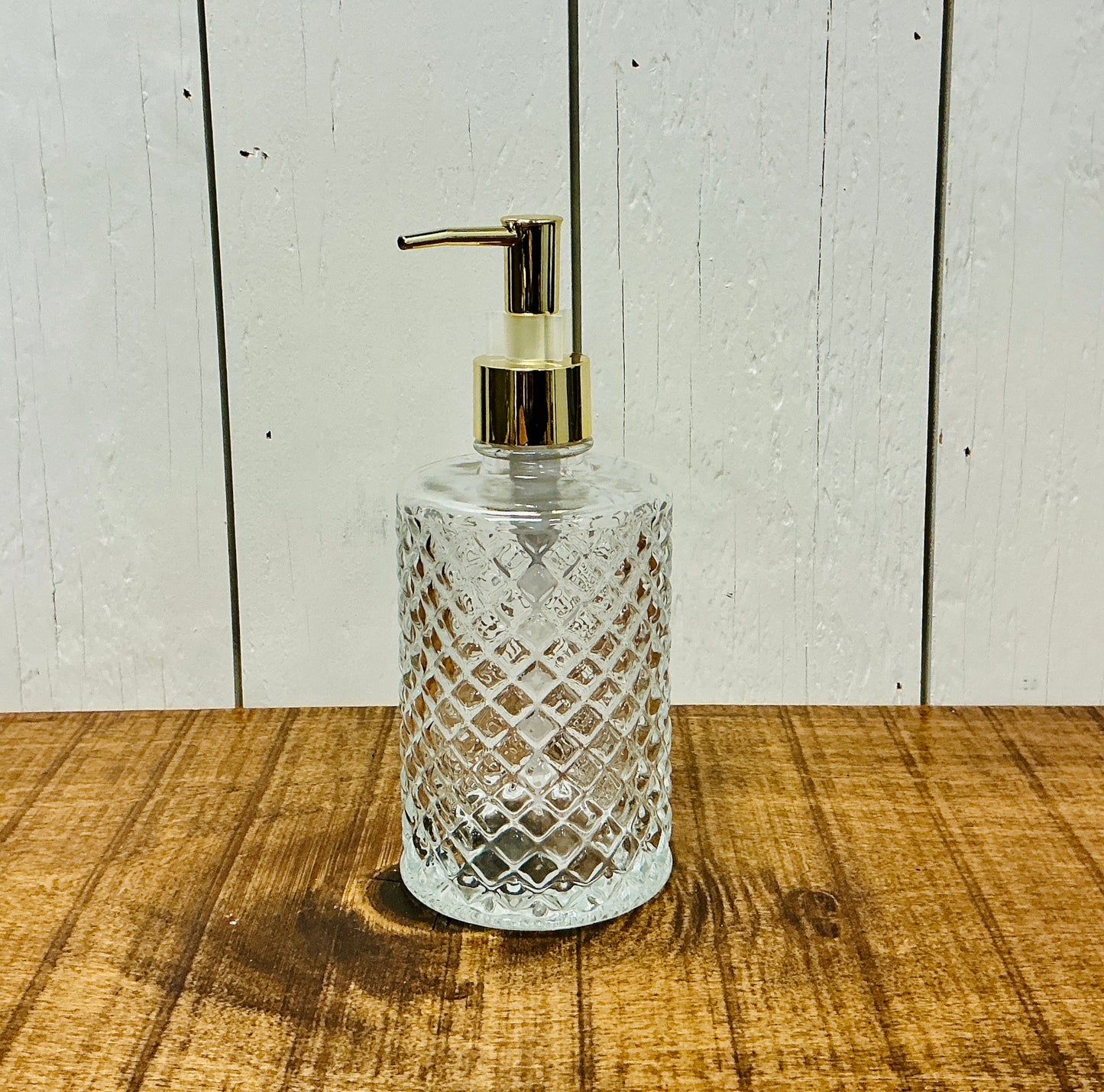 Glass Refillable Pump Bottle with Diamond Texture