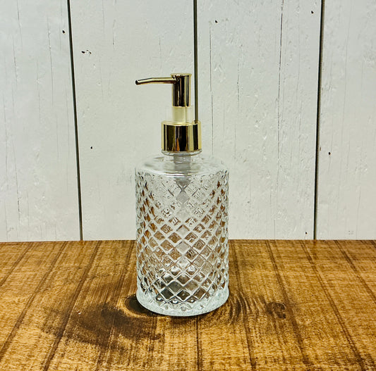 Glass Refillable Pump Bottle with Diamond Texture