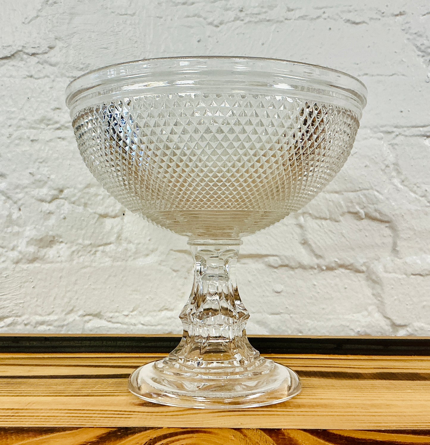 Vintage Flint Glass Diamond Point Large Open Compote, vintage one-of-a-kind find from Monticello Soap Company