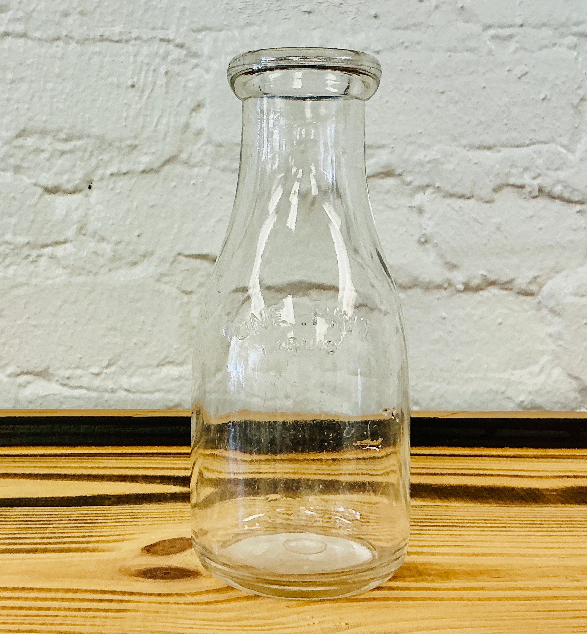 Vintage One Pint Milk Bottle, Embossed with Seal Date 1/11/14, vintage one-of-a-kind find from Monticello Soap Company