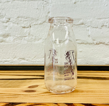 Vintage Milk Bottle, Half Pint, Printed with Sun Rich Searles