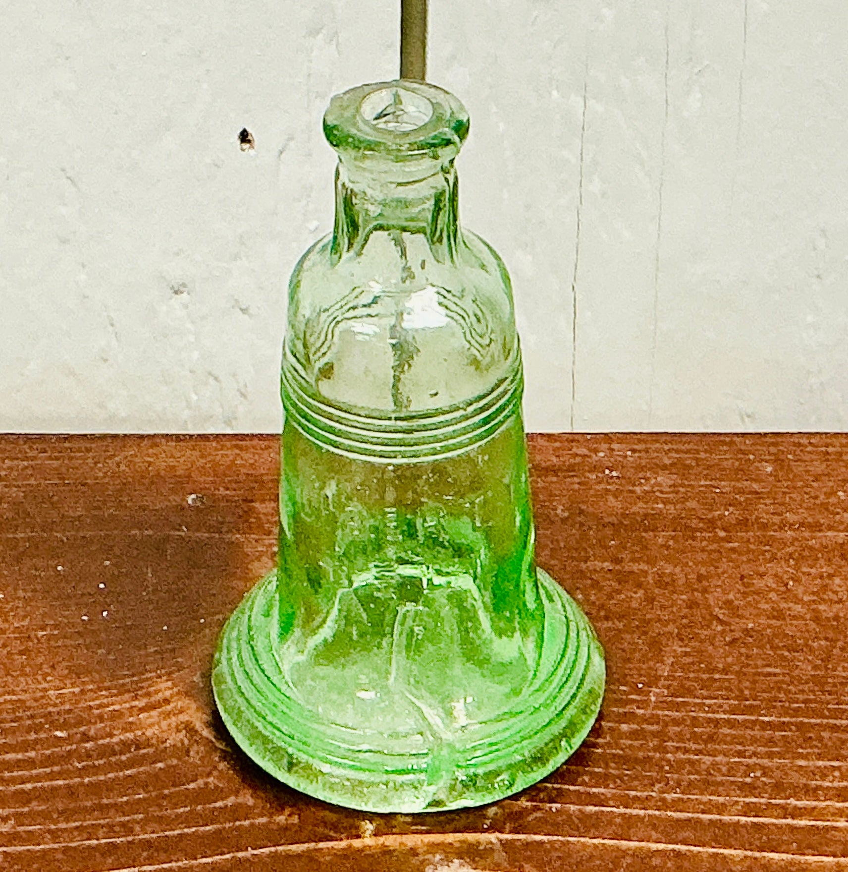 Vintage Miniature Liberty Bell Bottle, Light Green, vintage one-of-a-kind find from Monticello Soap Company